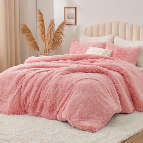 Pink Fluffy Comforter Set Queen