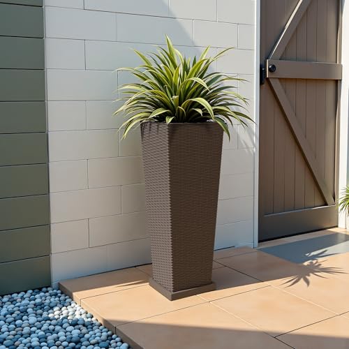32" Front Porch Resin Rattan Tall Planters 2 Pack (2 Count)