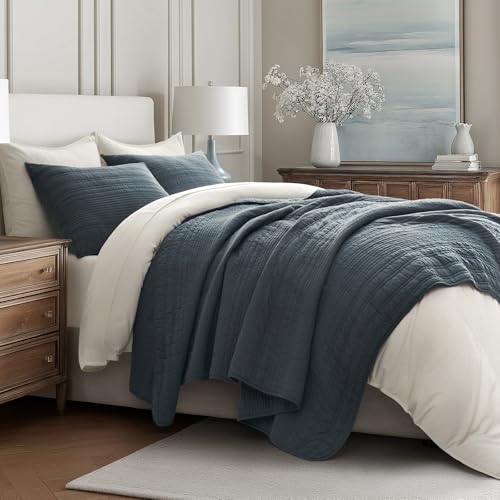 HOME 100% Cotton Modern Lines Quilt Set Queen Size