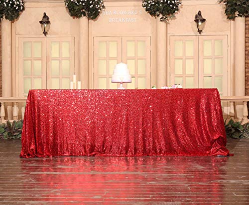 Sequin Tablecloth 90x132 Inch Red for Christmas Wedding Party