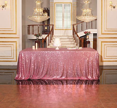 Sequin Tablecloth 90x132 Inch Fuchsia Pink for Wedding Party