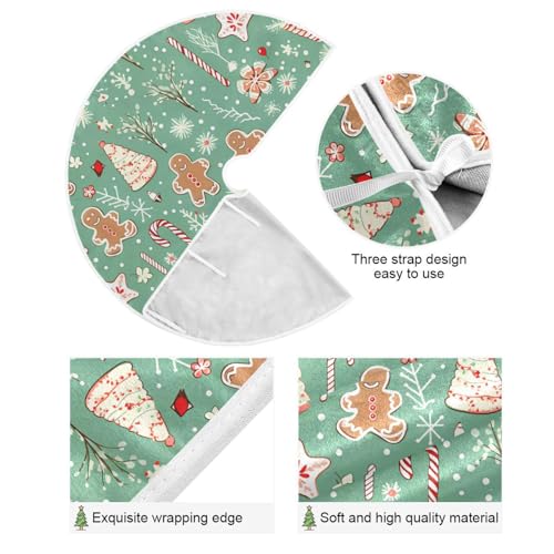 36 Inch Christmas Tree Skirt With Gingerbread Print Pattern