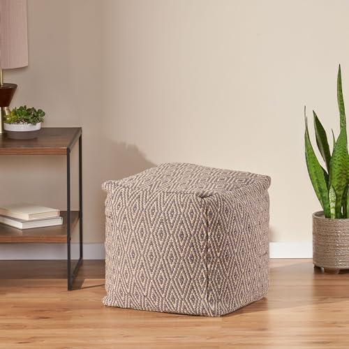 Boho Handmade Fabric Cube Pouf Ottoman Foot Stool