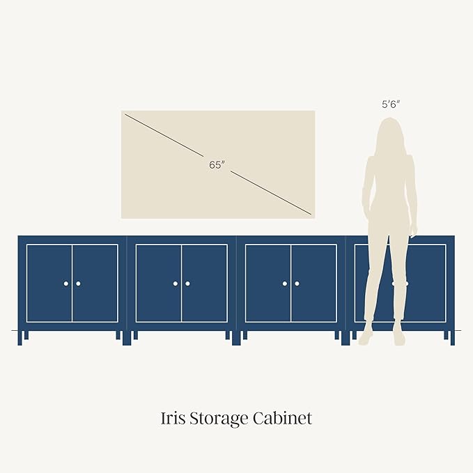 Nathan James Iris Mid Century Modern Arched Curio Cabinet with Beige Linen Finish, Wooden Storage Cabinet with Doors Set of 4