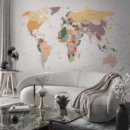 Wall Mural World Map 116x83 in (66.41 Sq Ft)