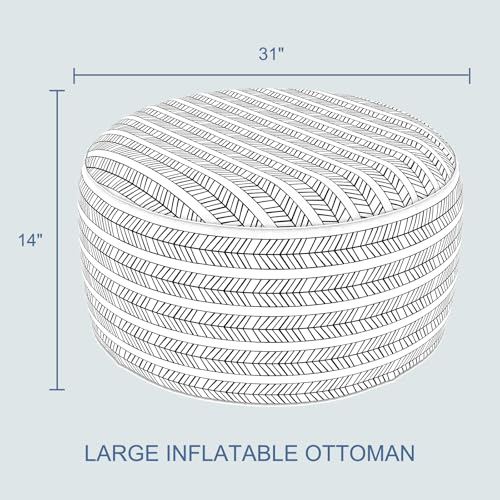 Indoor Outdoor Large Inflatable Ottoman Pouf D31 x H14 Inch