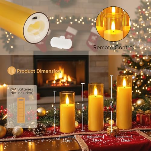 Amber Flameless LED Pillar Candles (9 Count)