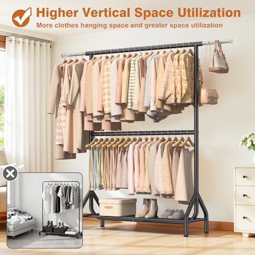 Double Rod Clothing Rack Load 622 LBS