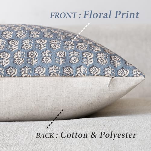 Decorative Floral Print Throw Pillow Covers 20×20 Dusty Blue (2 Count)