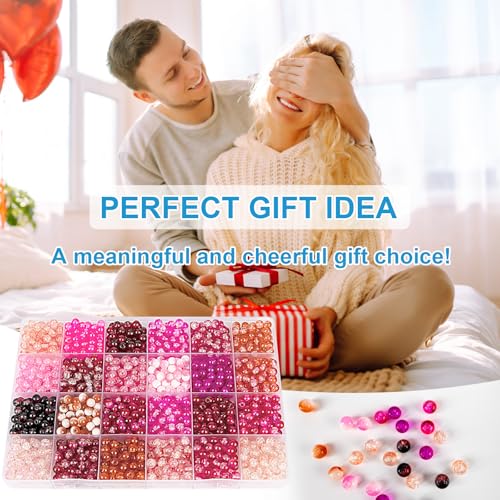 About 1200pcs 6mm Crack Glass Beads Bracelet Making Kit (1200 Count)
