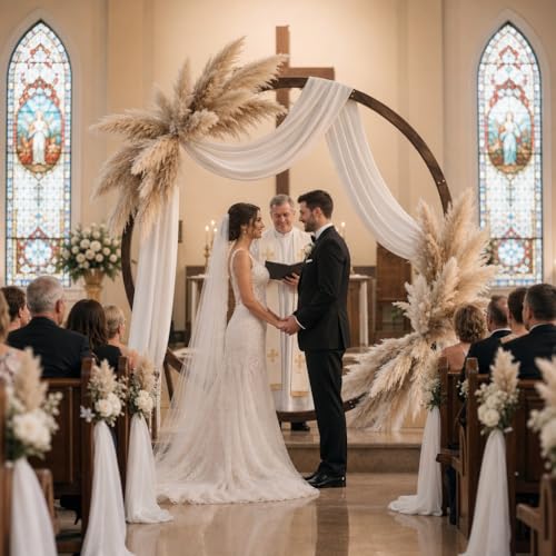 7.5FT Circle Wood Arch for Wedding Ceremony Arbor Backdrop Stand for Garden Wedding Parties