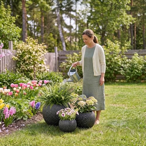 Premium Mt Sherman Fiberstone Sphere Planter for Indoor Outdoor Use