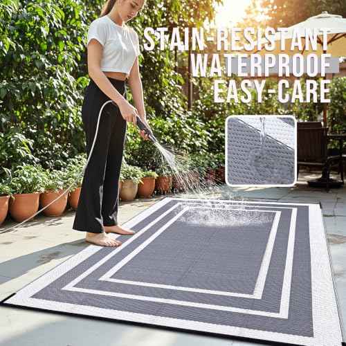 Outdoor Rug 6x9 ft Waterproof Reversible Mat