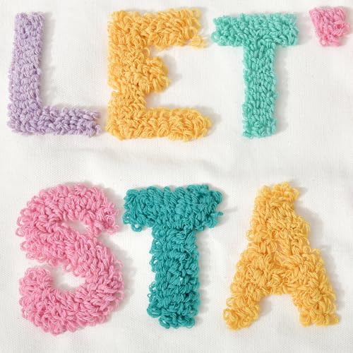 Boho Pillow Covers 18 * 18 Inch Handcrafted Loop Yarn Lettering