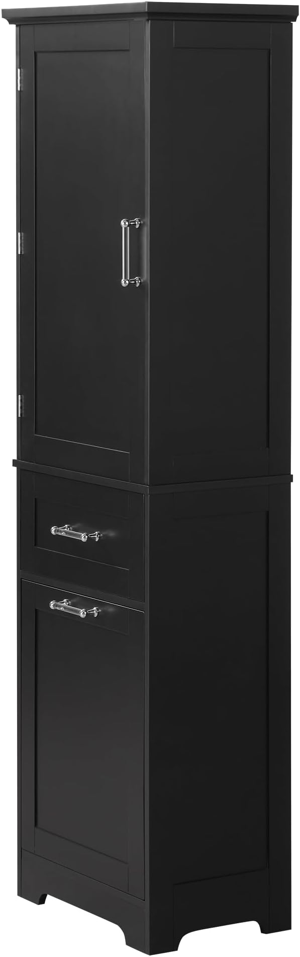 Bathroom Cabinet with Drawers and Doors, Tall Storage Display Organizer, Kitchen Pantry, Black