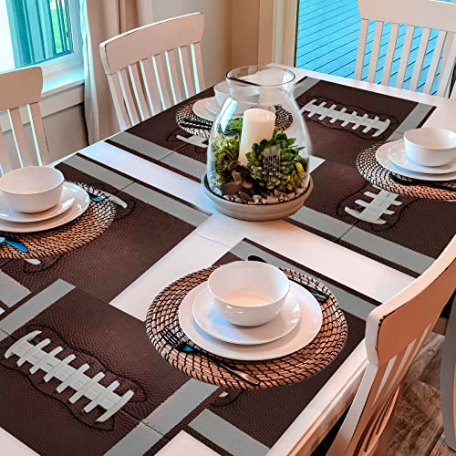Football Plastic Placemats Set of 6 Sport Table mats 17×13×0.04in (6 Count)