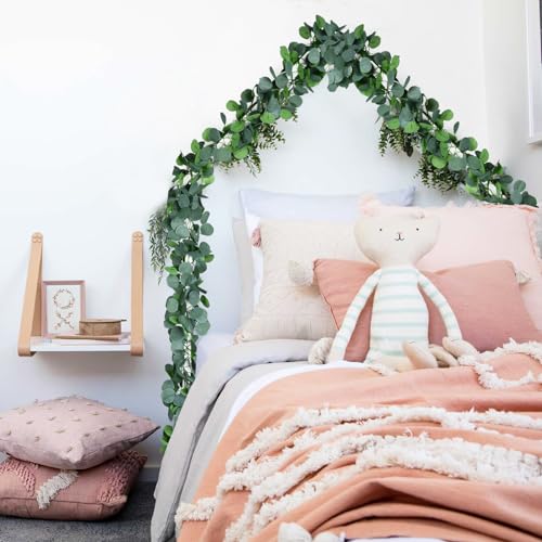 86 Feet 12 Strands Artificial Eucalyptus Leaf Plants Vine Hanging Eucalyptus Garland for Home Kitchen Office Wedding Wall Decor (12 Count)