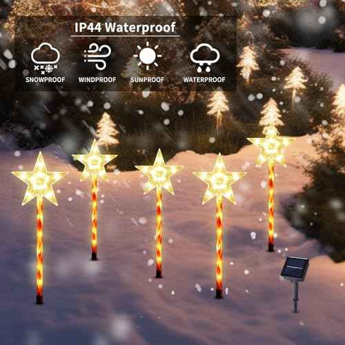 Solar Christmas Star Pathway Lights Outdoor Decorations
