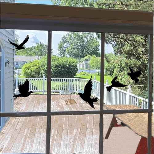Anti Collision Large Black Bird Shape Window Clings (16 Count)