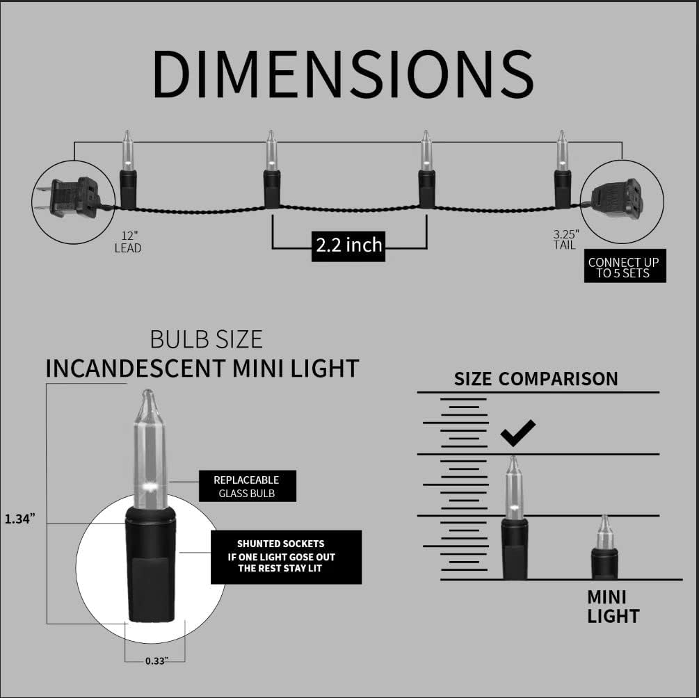 100LIGHTS Orange Extra-Bright with End Connectors Halloween Decorative Lights 5.98m UL Certified Mini String Light Set Waterproof for Halloween Home Garden Christmas Tree Party Patio Wedding