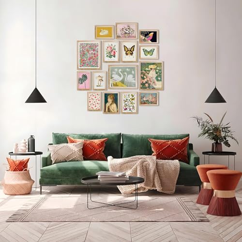 15 Pcs FRAMED Eclectic Wall Decor (15 Count)
