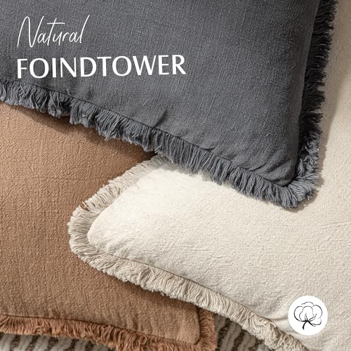 Decorative Linen Fringe Throw Pillow Covers 26×26 Inch (2 Count)