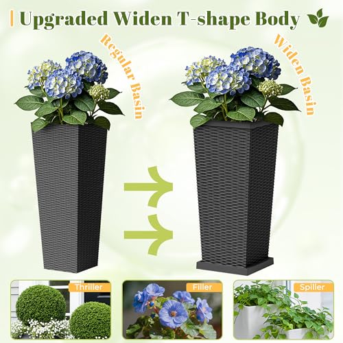 30" Front Porch Resin Rattan Tall Planters 2 Pack (2 Count)