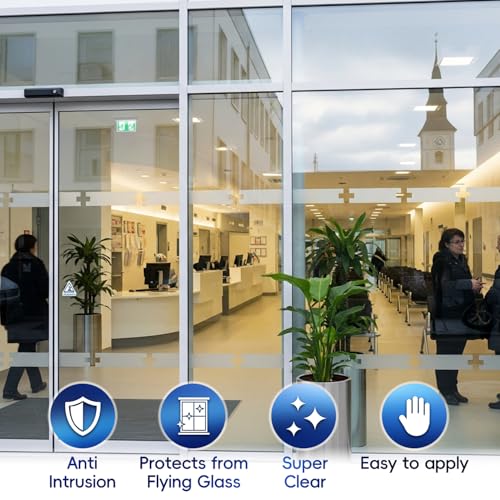 Security Safety Shatterproof Window Film 8 Mil Clear 29.5x78.7in