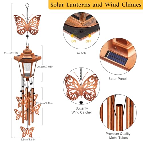 Large Solar Butterfly Wind Chimes