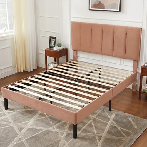 Full Size Bed Frame with Upholstered Headboard