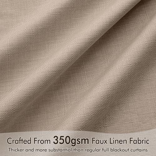 100% Blackout Back Tab Pleat Linen Curtains 50" Wx120 L (2 Count)