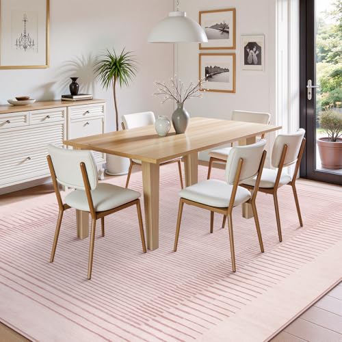 Washable Pink Striped Rug for Bedroom 8x10