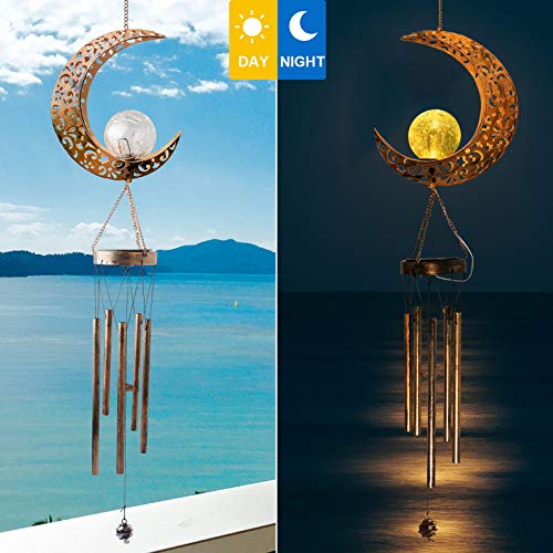 Moon Solar Lights Wind Chimes for Outside Gift for Women