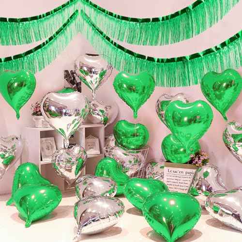 Green Foil Fringe Garland 10FT 2packs for Parade Float Decorations (20 Foot)