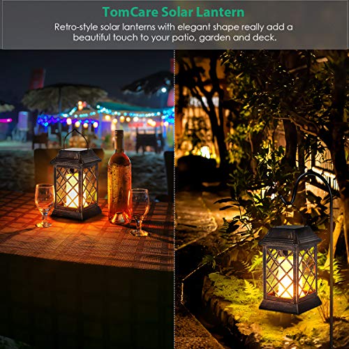 Flickering Flame Solar Lights Outdoor Metal Hanging Lantern (2 Count)