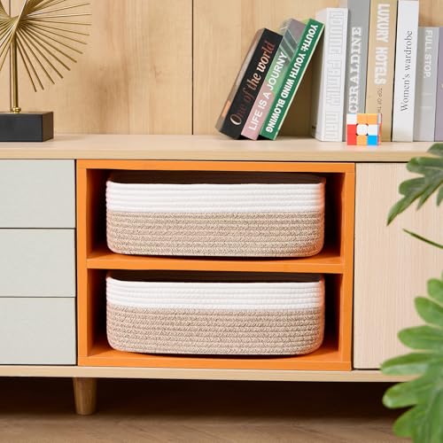 Large Shallow Organizing Baskets 15x11x5.1 Inches (4 Count)