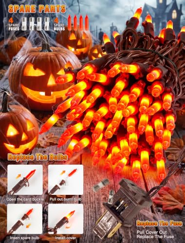 100 Count Orange Halloween String Lights Outdoor