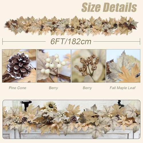 Realistic Fall Garland with Lights (6 Foot)