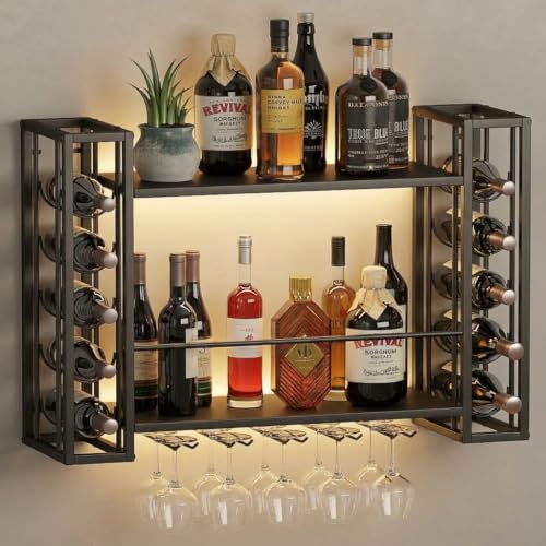 31.5" Wine Rack Wall Mounted with LED Lights
