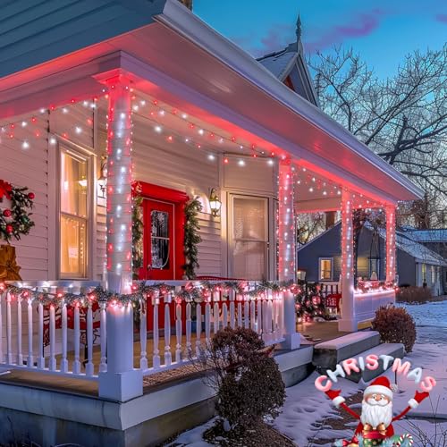 2 Pack Red and White Battery Christmas Lights (100 Count)