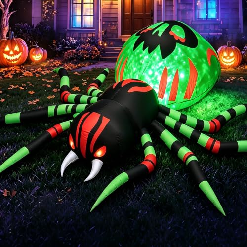 11FT Halloween Inflatables Spider Outdoor Decorations for Yard (Green)