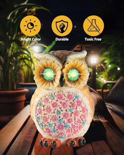 Hand Painted Resin Owl Figurine with Glow
