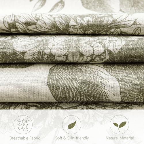 Set of 2 Linen Floral Vintage Throw Pillow Covers Neutral Accent Print Decorative Cushion Covers Farmhouse Home Decor for Sofa Chair Couch Bedroom Living Room (2 Count)