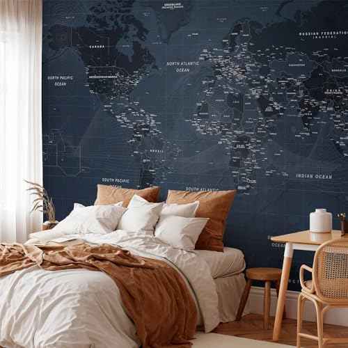 Wall Mural World Map 154x110 in (118.18 Sq Ft)