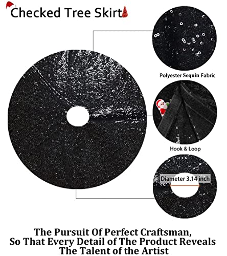 Black Sequin Tree Skirt Glitter Christmas Trees Skirts Colorful Holiday Halloween Celebration Supplies