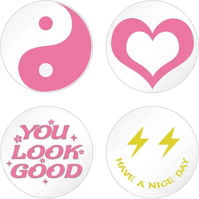 DARENYI 4Pcs Preppy Round Mirror Tiles 7.87 Inch Flexible Acrylic Mirror Sheets Wall Decor Aesthetic Circles for Bathroom Bedroom Vanity