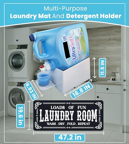 Laundry Detergent Holder with Laundry Room Rug Runner