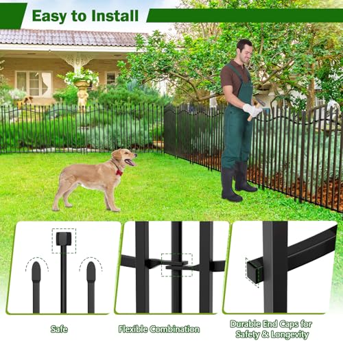 No Dig Garden Fence 32" H x 22.5'L Decorative Yard Dog Outdoor Panels (6.32 Sq Ft)