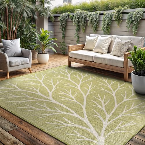 Washable Indoor Outdoor Rug 6x9 Modern Area Rugs Branch Pattern Non Shedding Waterproof Easy Clean Patio Deck Porch Living Room Bedroom Garden RV (54 Sq Ft)