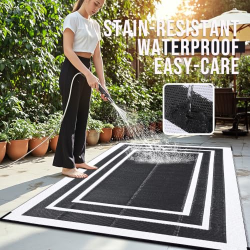 Outdoor Rug 9x12 ft Waterproof Reversible Mat
